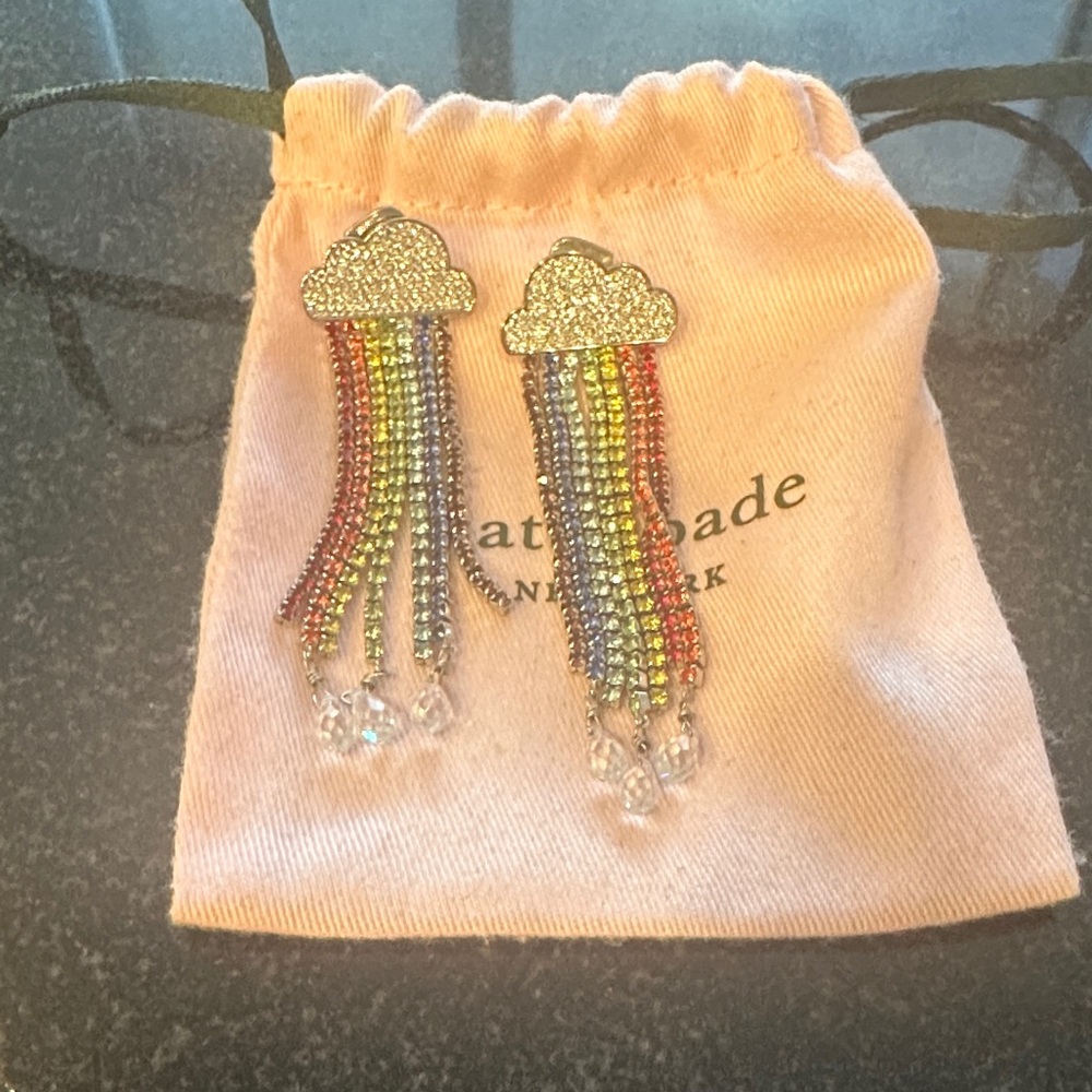 Kate Spade Glittering Cloud Earrings with Rainbow Strands